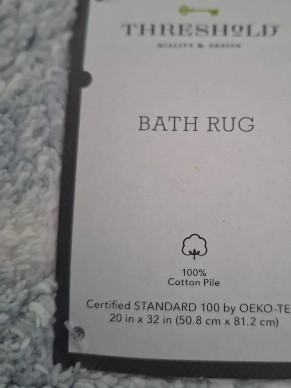 Two 20 x 32 Threshold Gray/Blue & White Stripe Bath Bathroom Rugs NWT